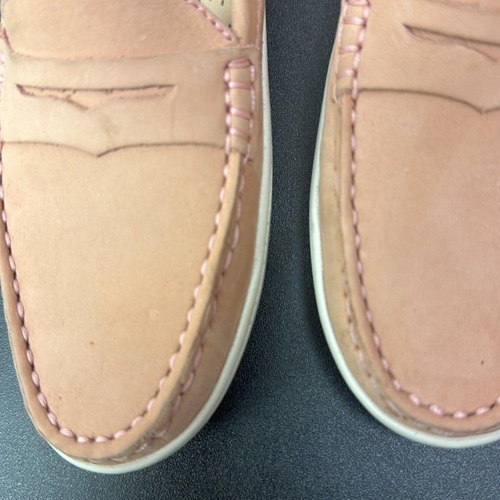 Drivers club pink slip on Leather loafers girls size 1 - Picture 2 of 8